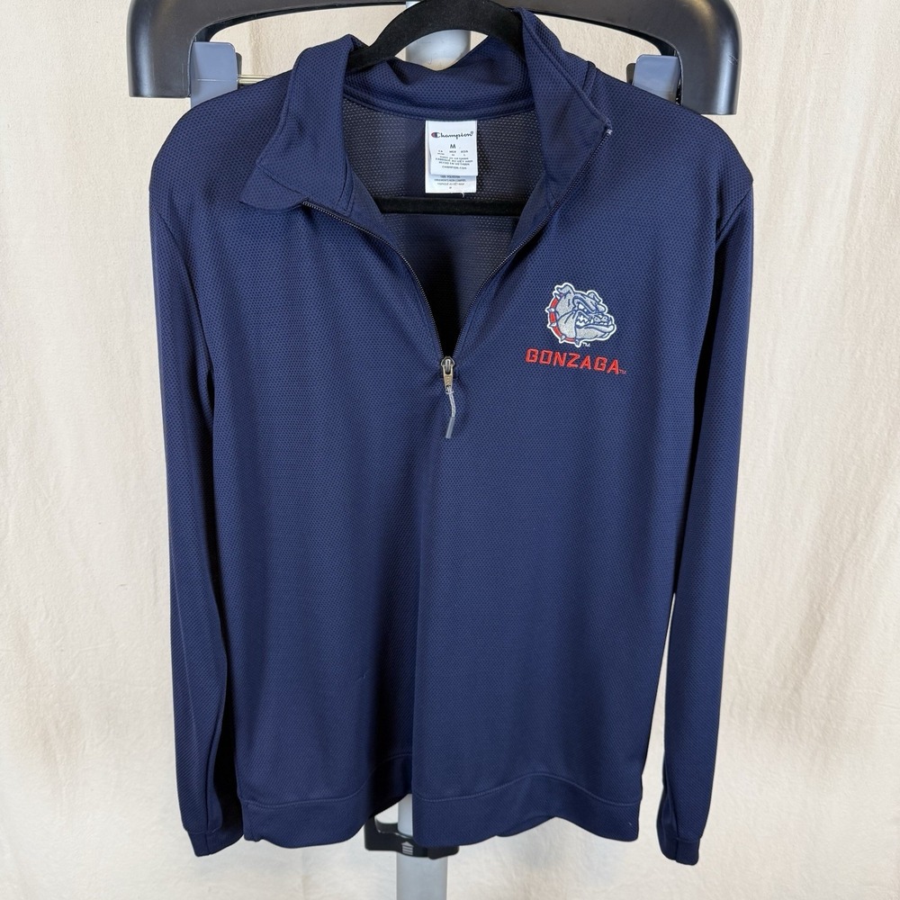 Gonzaga Bulldogs Embroidered Navy Quarter Zip Medium By Champion EUC